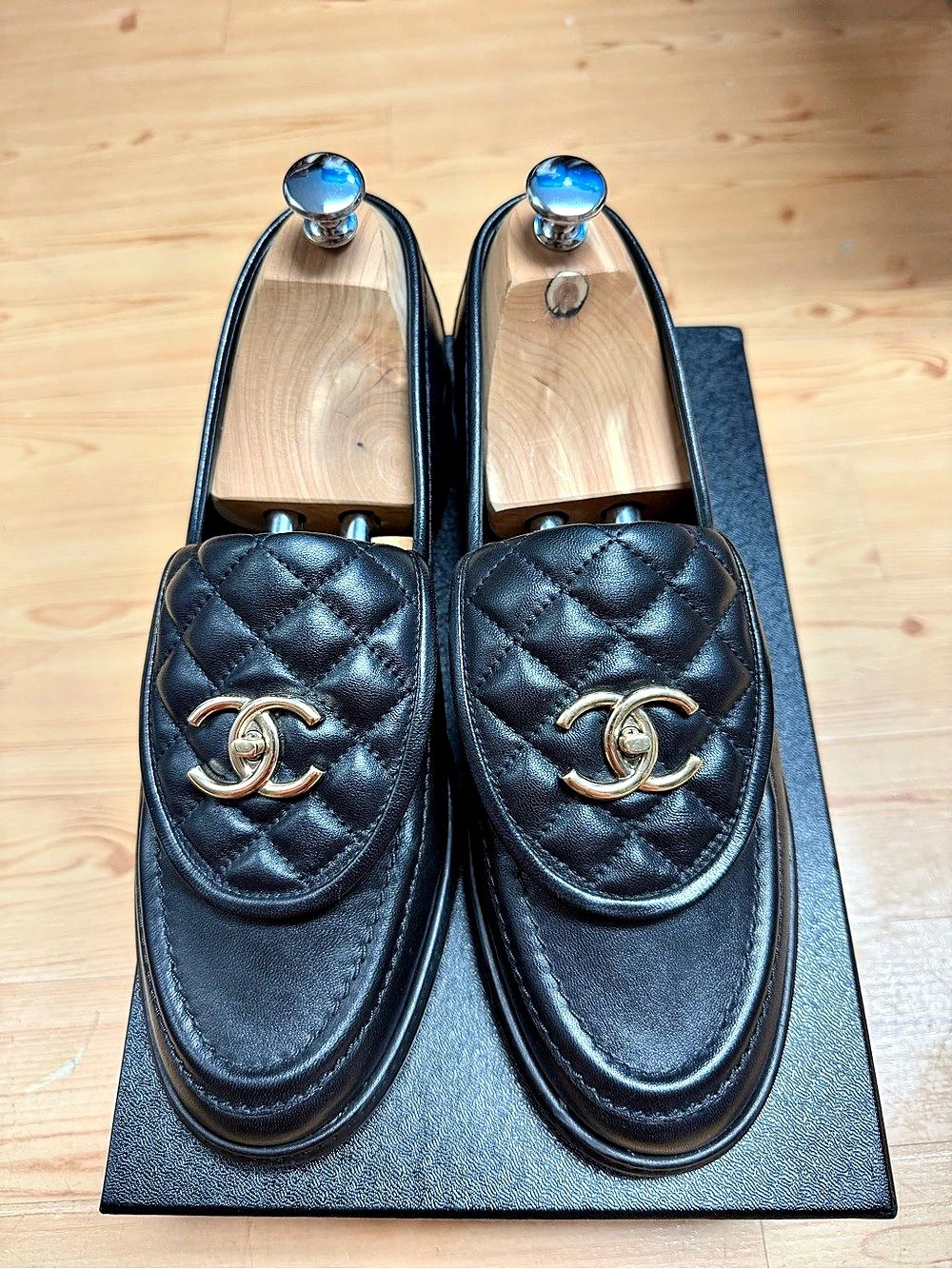 Chanel Turnlock Loafers Black EU 40.5